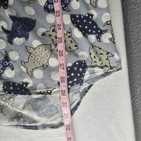 Guess Blue Fish Polka Dot Button Up VTG Shirt Med USA Travel Camp Vacation Retro - Picture 5 of 8